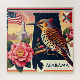 Alabama Northern Flicker Bird & Camellia Blume Puzzle