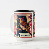Alabama Northern Flicker Bird & Camellia Blume Zweifarbige Tasse (Vorderseite Links)