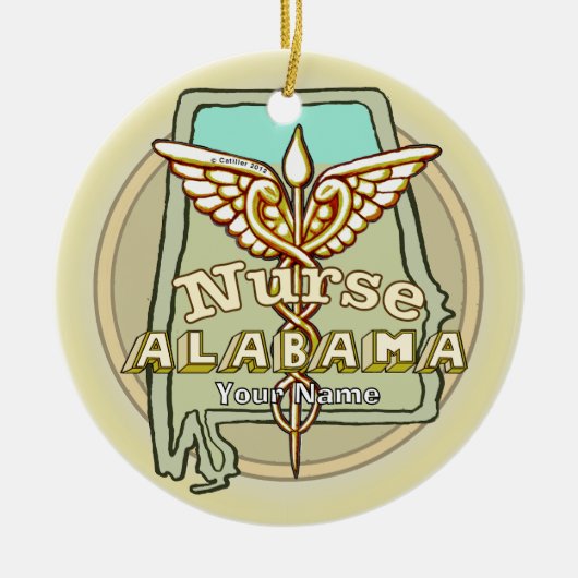 Alabama Nurse Caduceus Keramik Ornament (Vorne)
