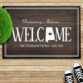 Alabama Personalisiert Woodgrain Willkommen Fußmatte