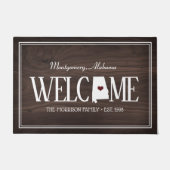 Alabama Personalisiert Woodgrain Willkommen Fußmatte (Vorderseite)