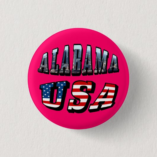Alabama Picture und USA Flag Schriftart Button (Vorderseite)