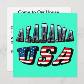 Alabama Picture und USA Flag Schriftart Einladung (Vorne/Hinten)