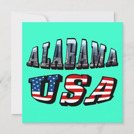 Alabama Picture und USA Flag Schriftart Einladung (Vorderseite)