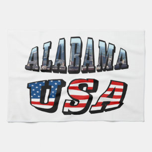Alabama Picture und USA Flag Schriftart Handtuch