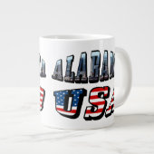 Alabama Picture und USA Flag Schriftart Jumbo-Tasse (Vorderseite Rechts)