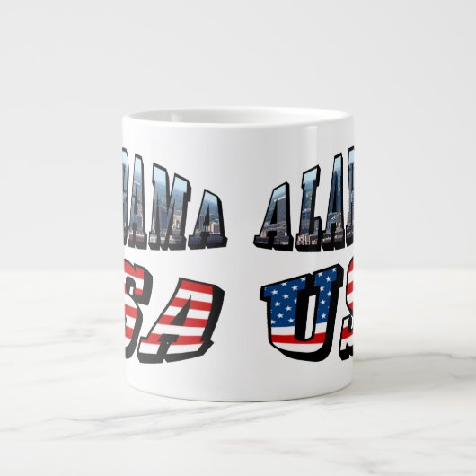 Alabama Picture und USA Flag Schriftart Jumbo-Tasse (Vorderseite)