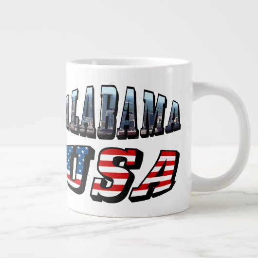 Alabama Picture und USA Flag Schriftart Jumbo-Tasse (Rechts)