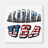 Alabama Picture und USA Flag Schriftart Magnet (Vorne)
