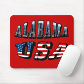 Alabama Picture und USA Flag Schriftart Mousepad (Mit Mouse)