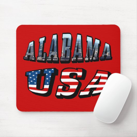 Alabama Picture und USA Flag Schriftart Mousepad (Mit Mouse)