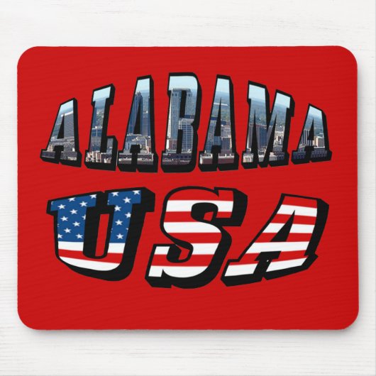 Alabama Picture und USA Flag Schriftart Mousepad (Vorne)