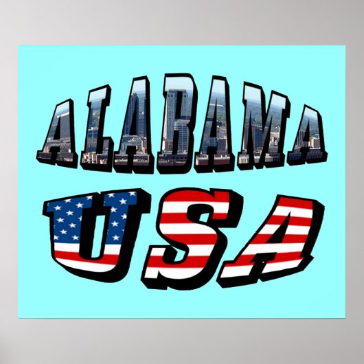 Alabama Picture und USA Flag Schriftart Poster (Vorne)