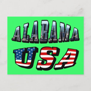 Alabama Picture und USA Flag Schriftart Postkarte