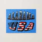 Alabama Picture und USA Flag Schriftart Puzzle (Horizontal)