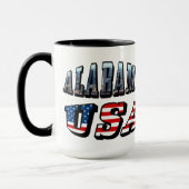Alabama Picture und USA Flag Schriftart Tasse (Links)