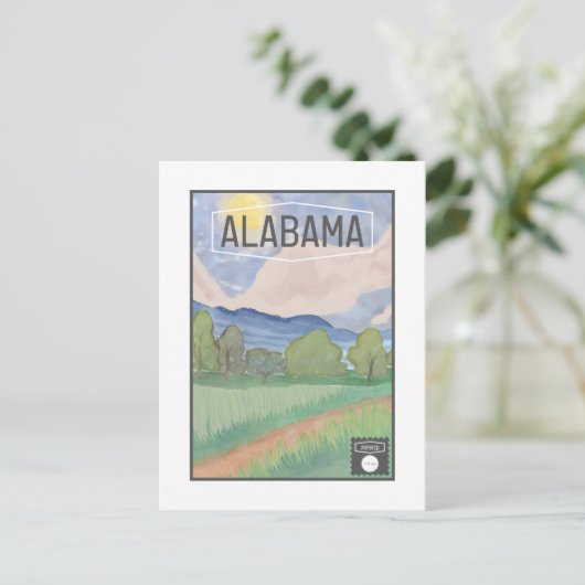 Alabama Postcard - Aquarellfarbendesign Postkarte (Stehend Vorderseite)