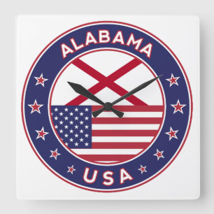 Alabama Quadratische Wanduhr