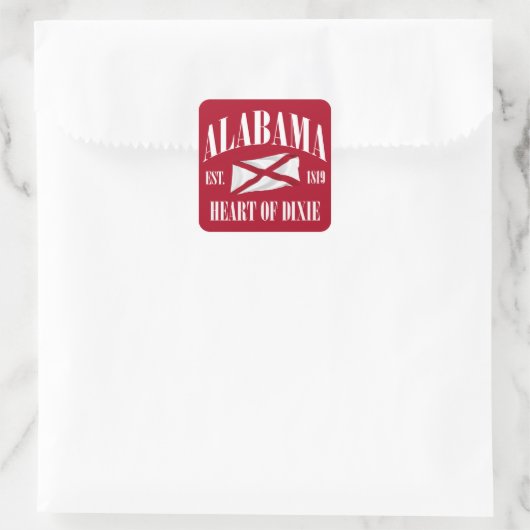 Alabama Quadratischer Aufkleber (Tasche)