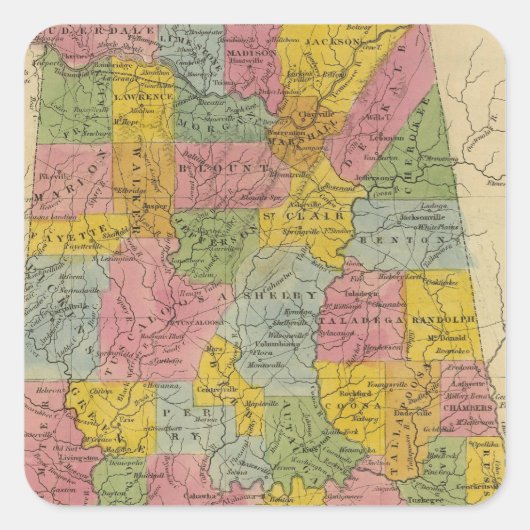 Alabama Quadratischer Aufkleber (Vorderseite)