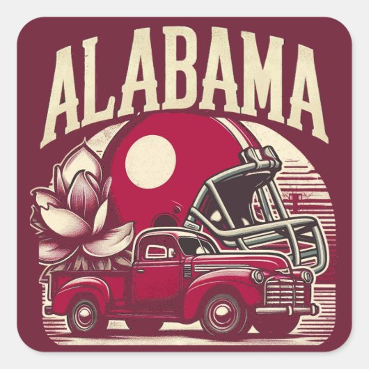 Alabama Quadratischer Aufkleber (Vorderseite)