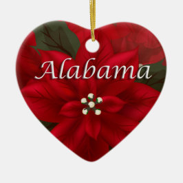 Alabama Red Poinsettia Herzdekoration Keramikornament
