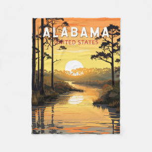 Alabama Reise Kunst Vintage Fleecedecke