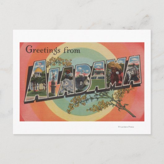 Alabama (Rot/Rosa) - Große Buchstabenszenen Postkarte (Vorderseite)