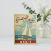 Alabama Sailboat Vintage Travel Postkarte (Stehend Vorderseite)