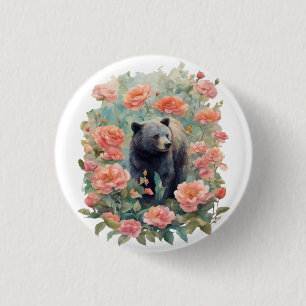 Alabama-Schwarzbärenjungtier umgeben von Kamelien Button