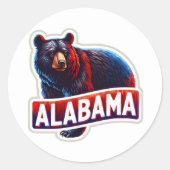 Alabama, Schwarzer Bär Runder Aufkleber (Vorderseite)