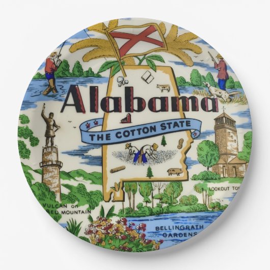 Alabama-Sehenswürdigkeiten-Party-Teller Pappteller (Vorderseite)