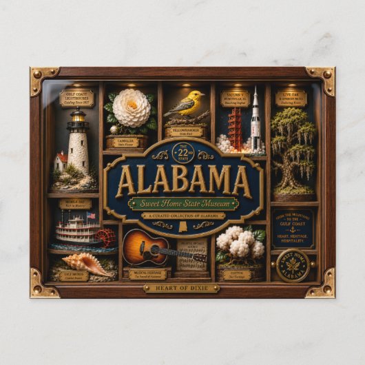 Alabama Shadow Box 3D Figurine Staat Postkarte (Vorderseite)
