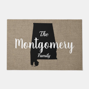 Alabama Silhouette & Imitate Burlap Hand Letters Fußmatte