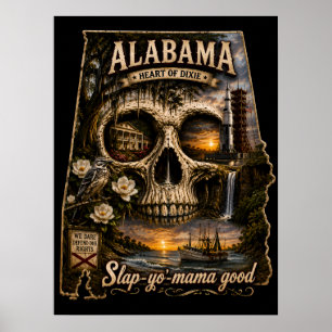 Alabama-Skull-Illusion Astigmatism STATE of Mind Poster