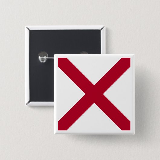 Alabama: St Andrew Crimson Cross Flag Button (Vorne & Hinten)