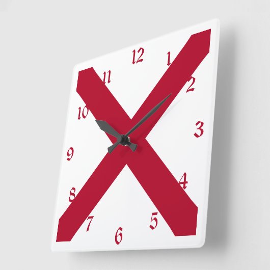 Alabama: St Andrew Crimson Cross Flag Quadratische Wanduhr (Winkel)