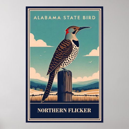 Alabama Staat Bird - Northern Flicker Vintag Poster (Vorne)