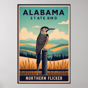 Alabama Staat Bird - Northern Flicker Vintag Poster