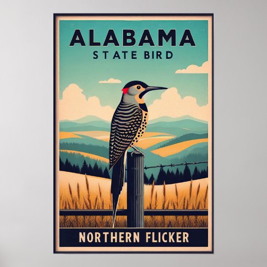 Alabama Staat Bird - Northern Flicker Vintag Poster (Vorne)