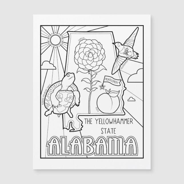 Alabama-Staat-Collage Magnetkarte (Vorderseite)