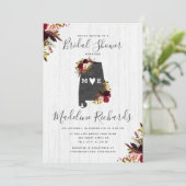 Alabama Staat Destination Bridal Dusche Einladung (Stehend Vorderseite)