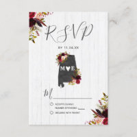 Alabama Staat Destination Rustic Wedding RSVP