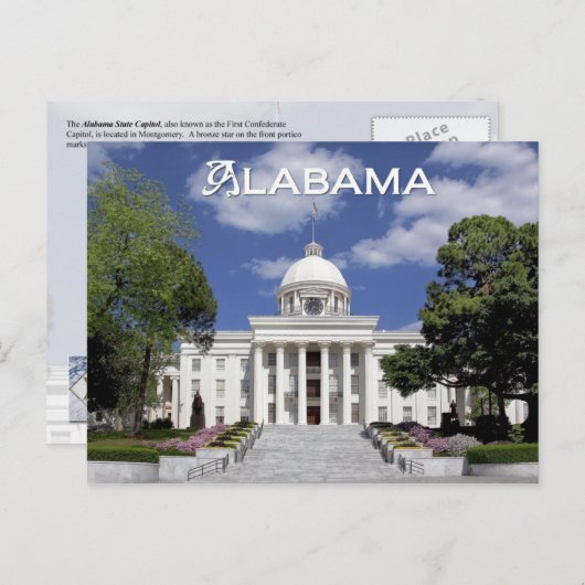 Alabama Staat Hauptstadt Gebäude, Montgomery Postkarte (Vorne/Hinten)