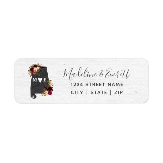 Alabama Staat Hochzeit in Urlaubsort Rücksendeadre (Vorne)