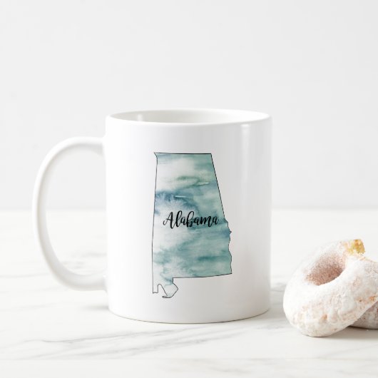 Alabama Staat Illustration Kontur Kaffeetasse (Mit Donut)