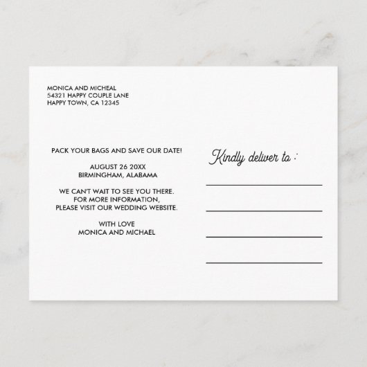 Alabama Staat Karte Hochzeit in Urlaubsort - JEDE (Rückseite)