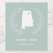Alabama Staat Karte Hochzeit Weinetikett (Einzelnes Label)