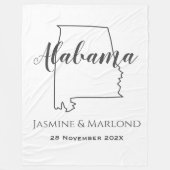 Alabama Staat Karte Kontur Paar personalisiert Fleecedecke (Vorderseite)