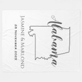 Alabama Staat Karte Kontur Paar personalisiert Fleecedecke (Vorderseite (Horizontal))